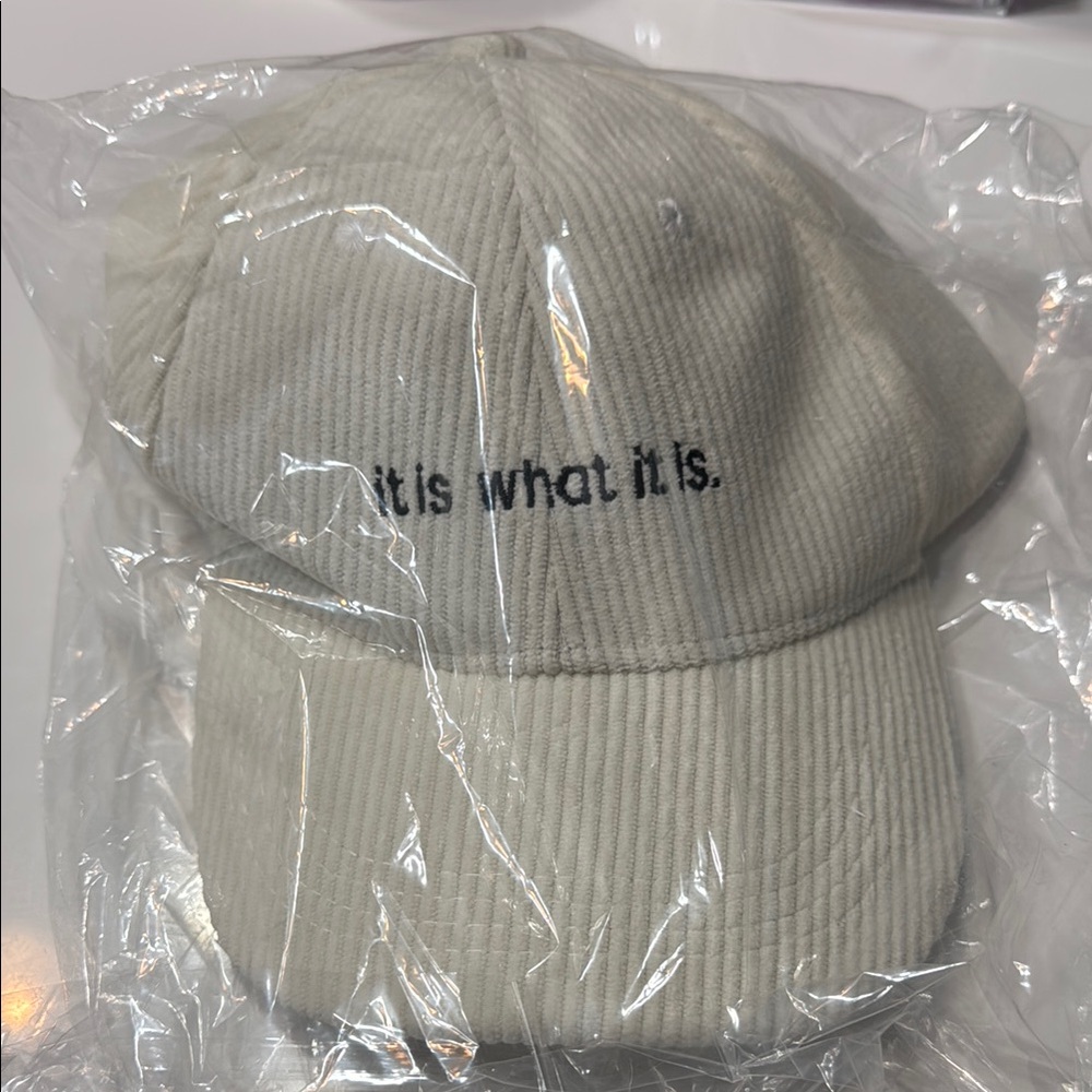 💜3/$12💜 Tan Corduroy Baseball Hat with Embroidered Text